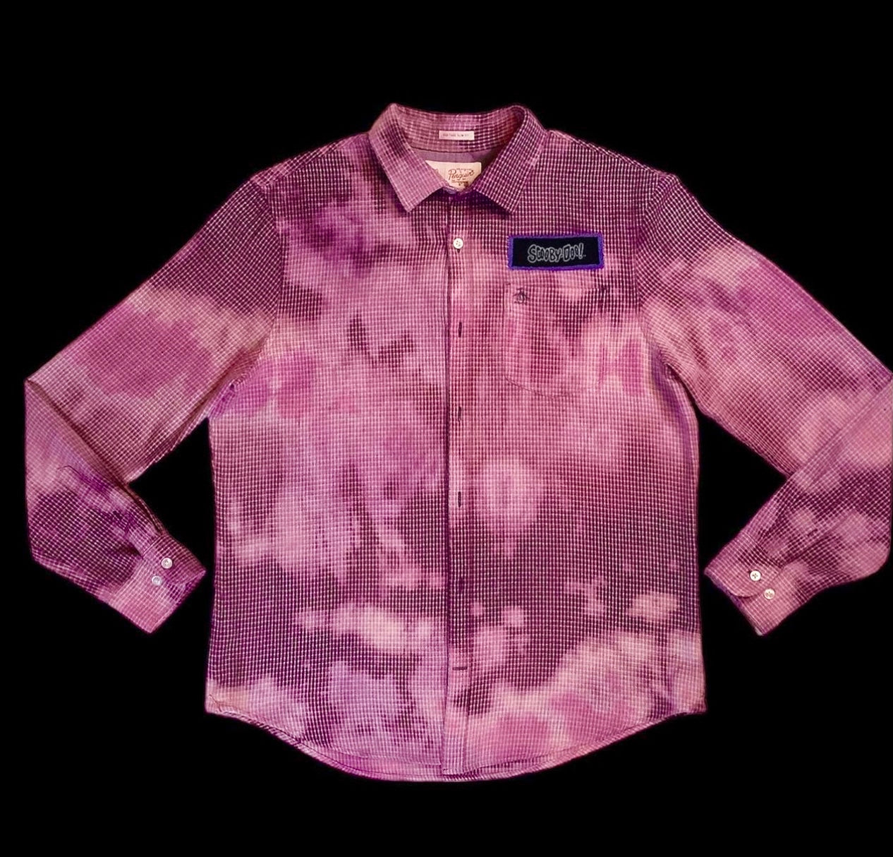 Customized “Scooby” Graphic Reverse Tie Dye Vintage Flannel