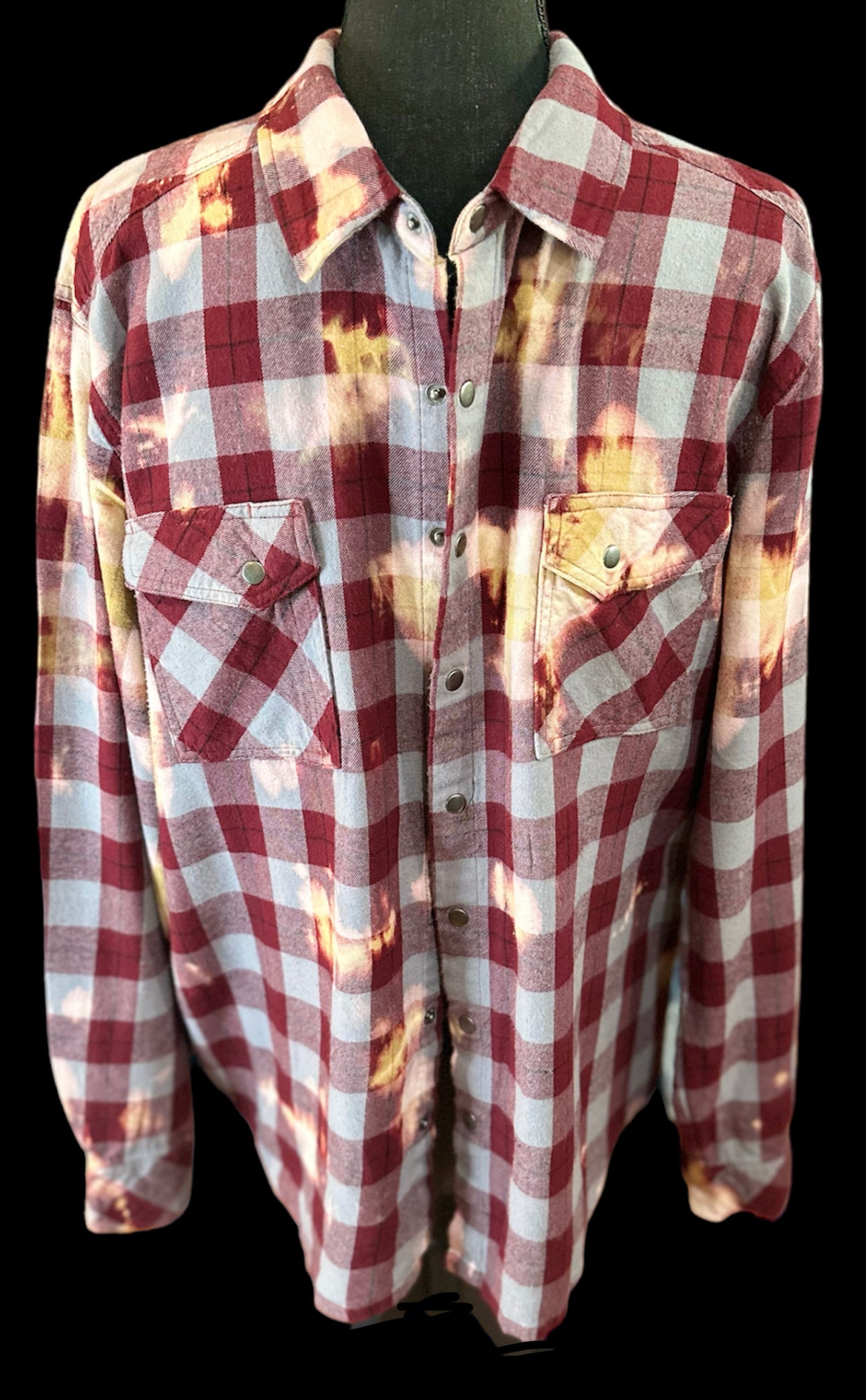 Customized “TLC” Graphic Reverse Tie Dye Vintage Flannel