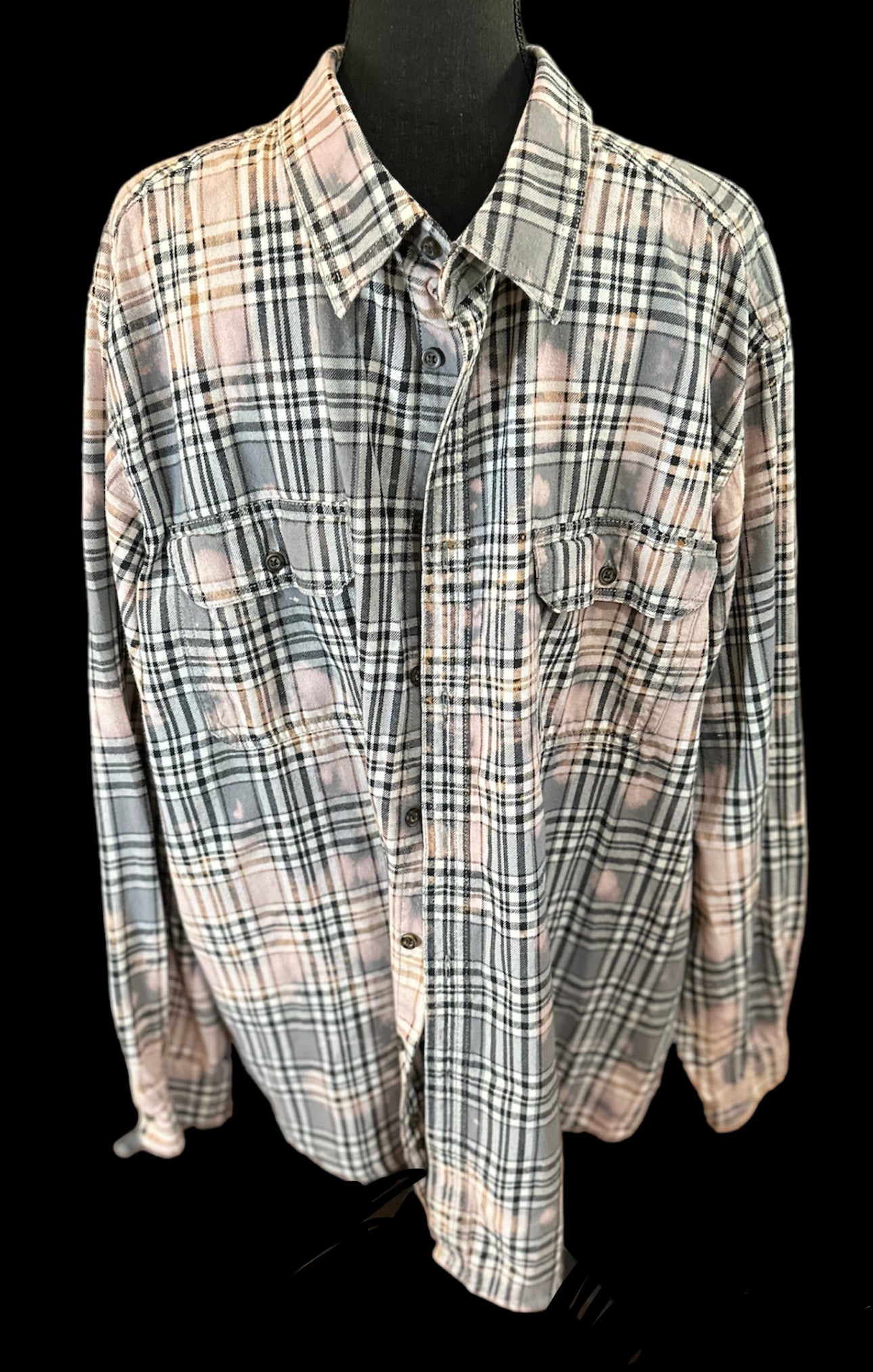 Customized “BREEZY” Graphic Reverse Tie Dye Flannel