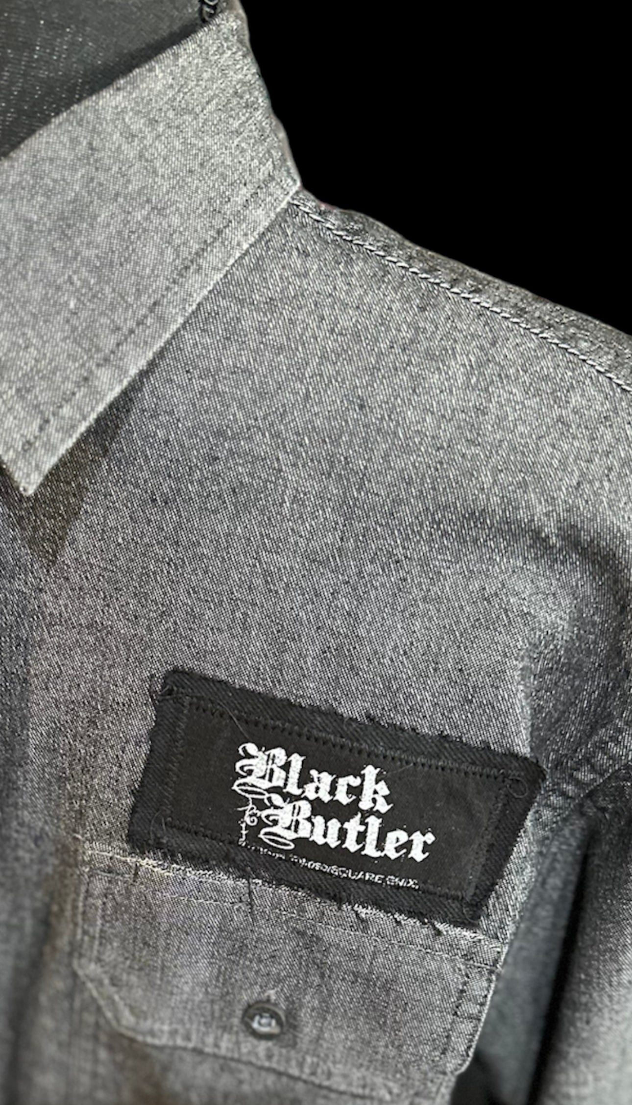 Customized ANIMA “My Lord” Graphic Charcoal Grey Denim Shirt