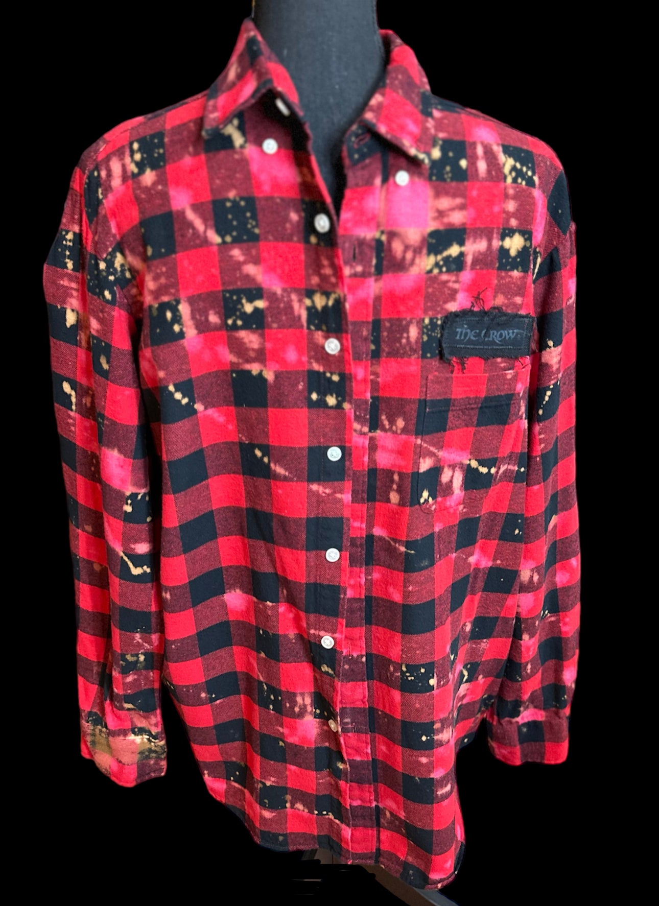 Customized “The Crow” Graphic Reverse Tie Dye Vintage Flannel