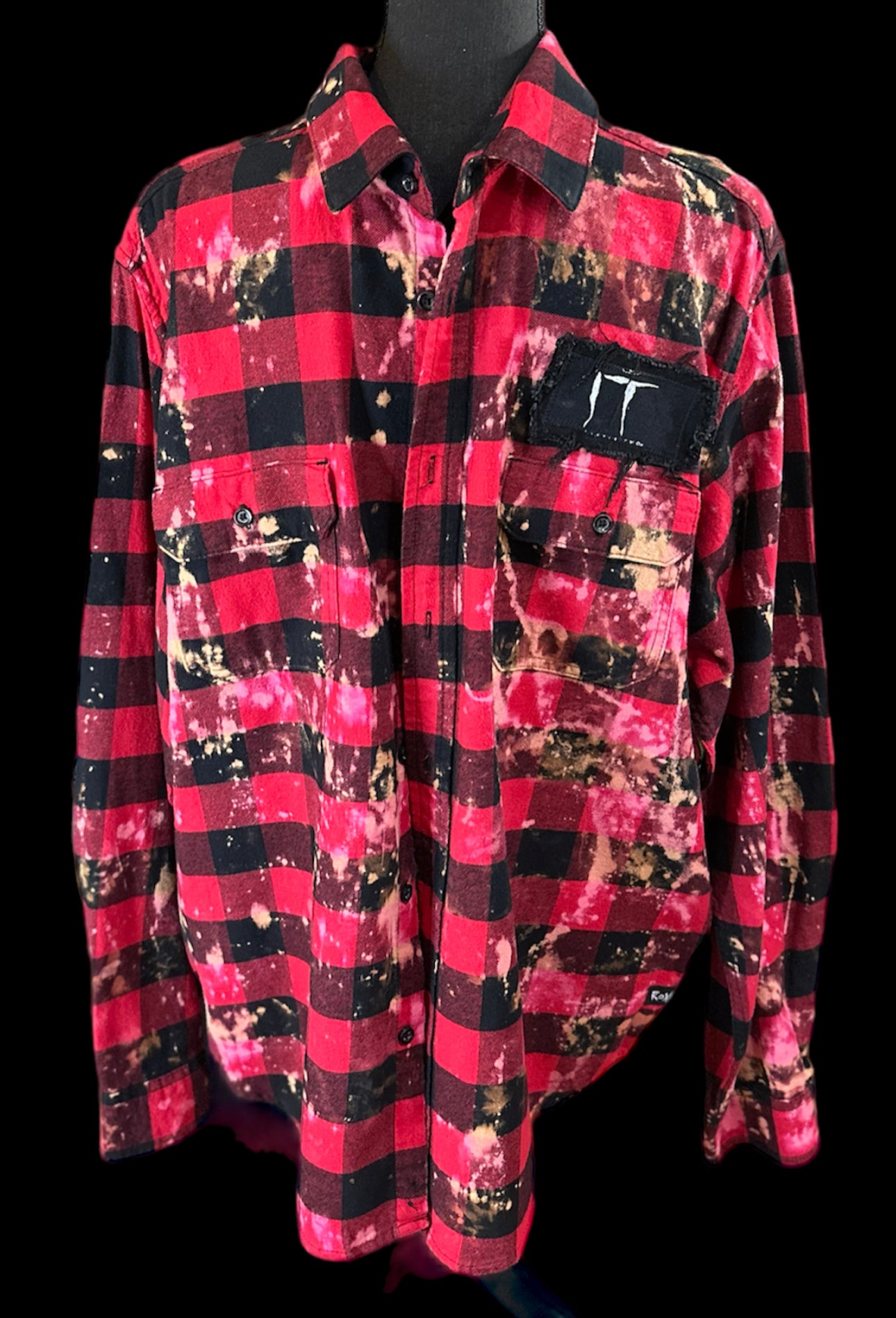 Customized “IT” Graphic Reverse Tie Dye Vintage Flannel