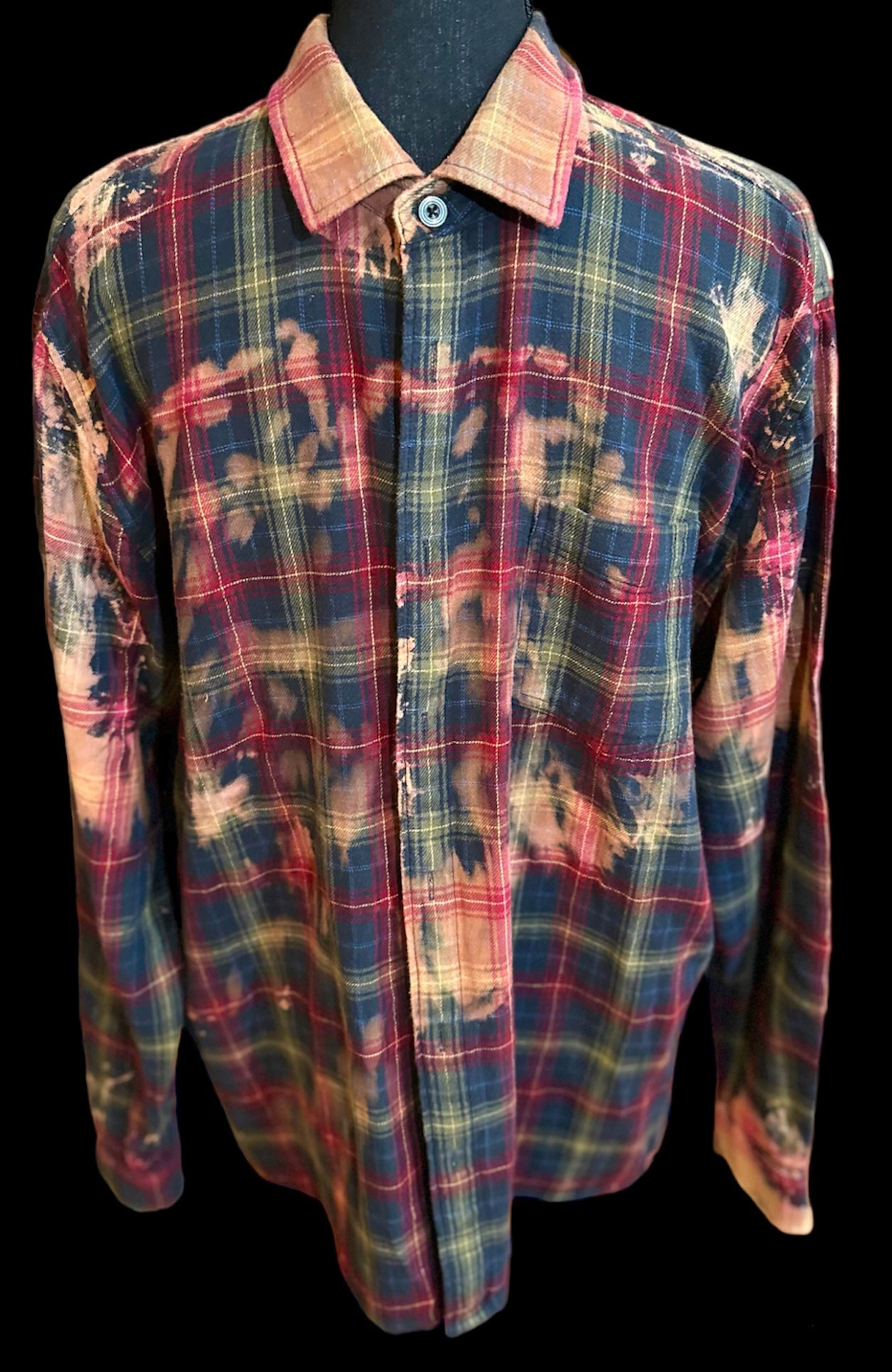 Customized “Dear Mama” Graphic Reverse Tie Dye Flannel