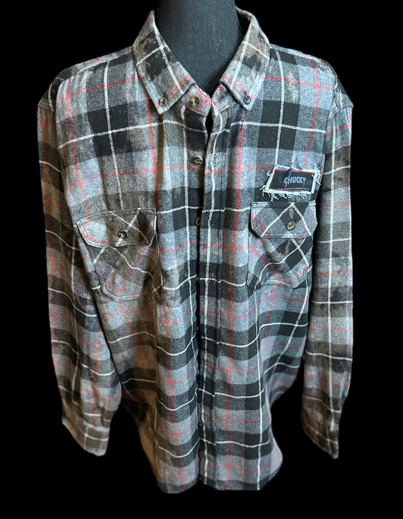 Customized “You Wanna Play” Graphic Reverse Tie Dye Flannel