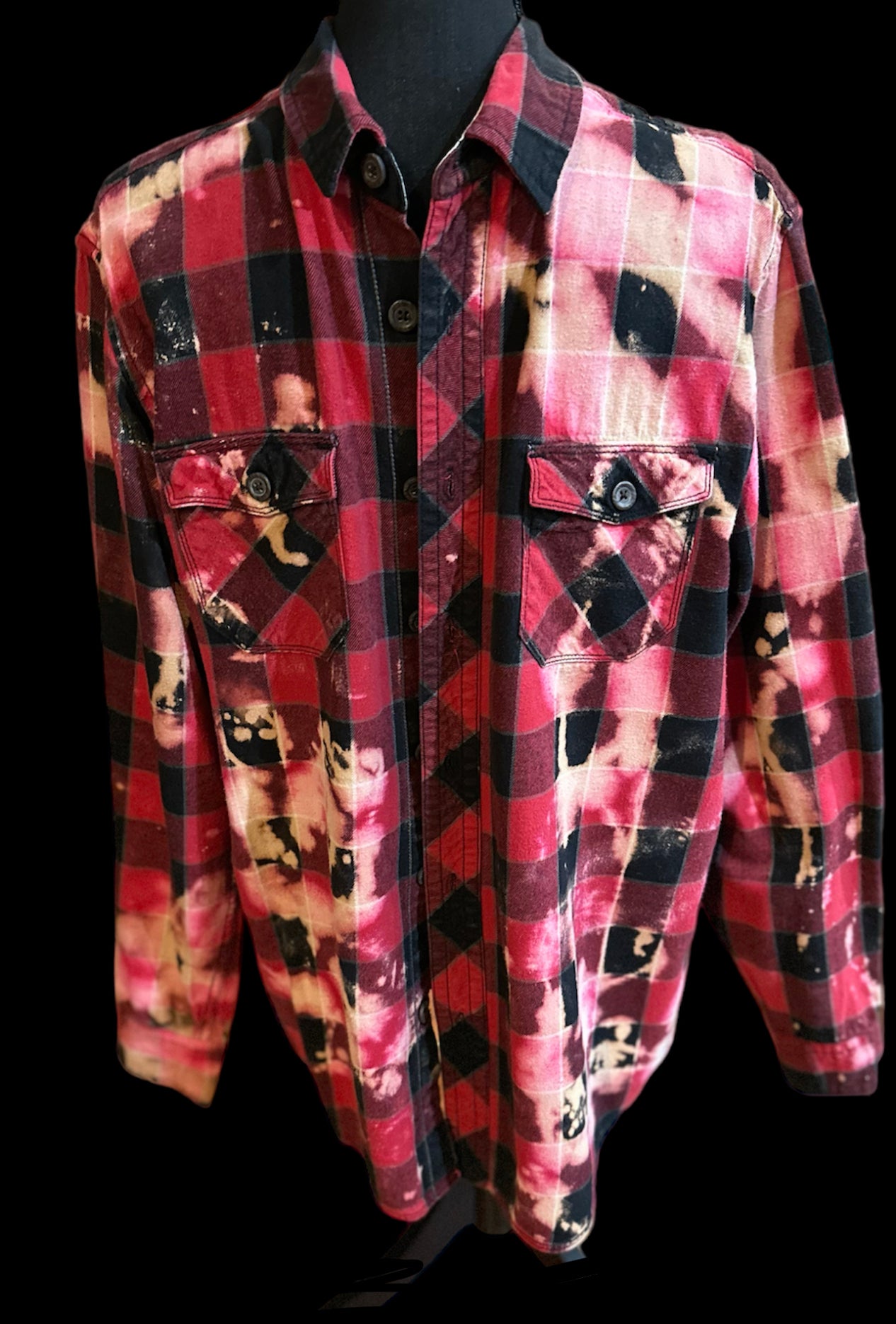 Customized “CHUCKY” Graphic Reverse Tie Dye Vintage Flannel