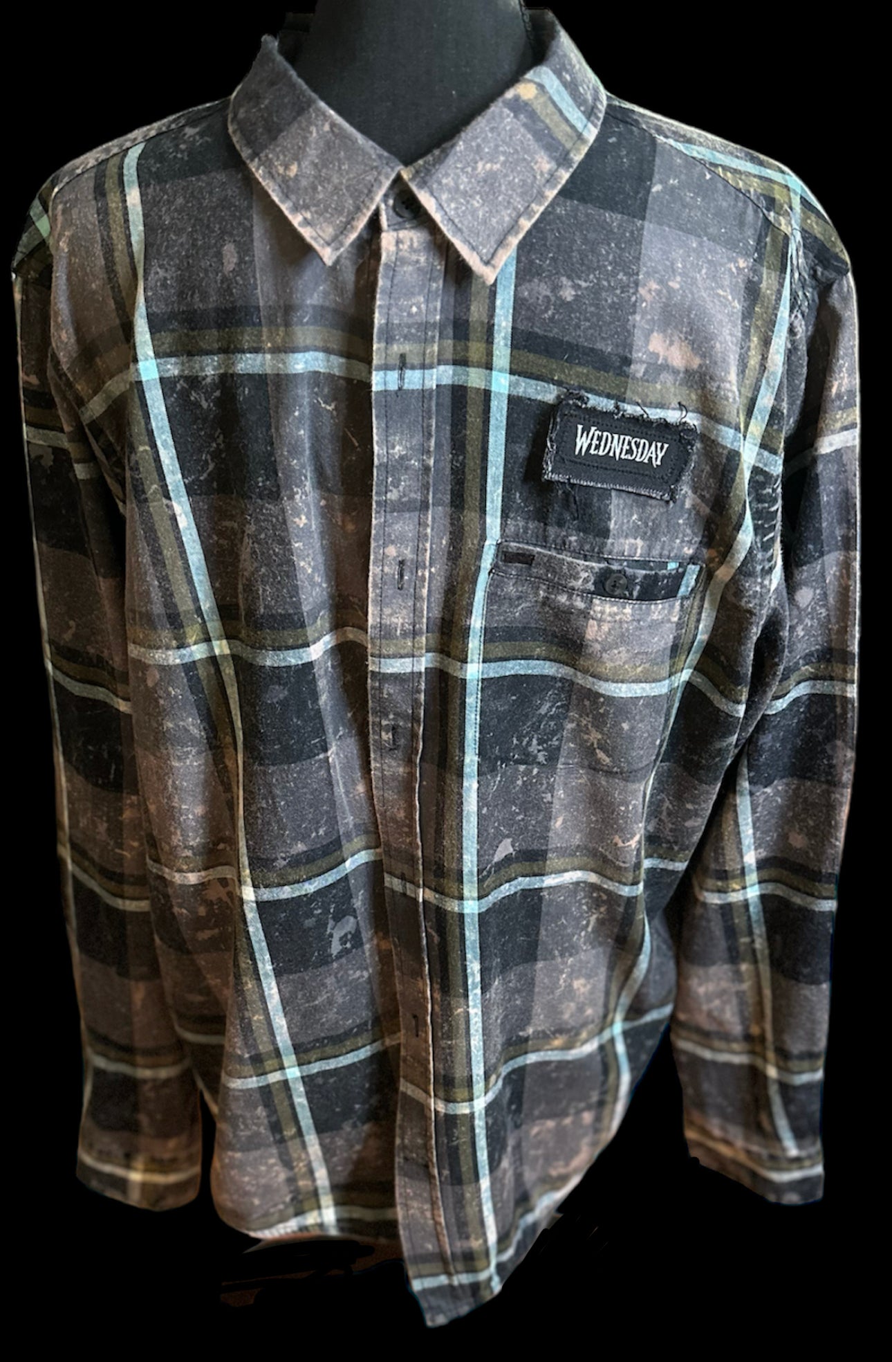 Customized “Wednesday” Graphic Reverse Tie Dye Flannel