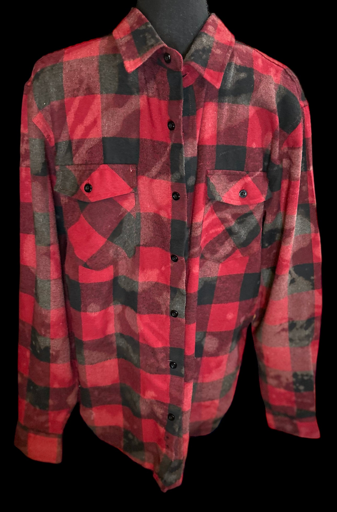 Customized “Lights Out” Graphic Reverse Tie Dye Flannel