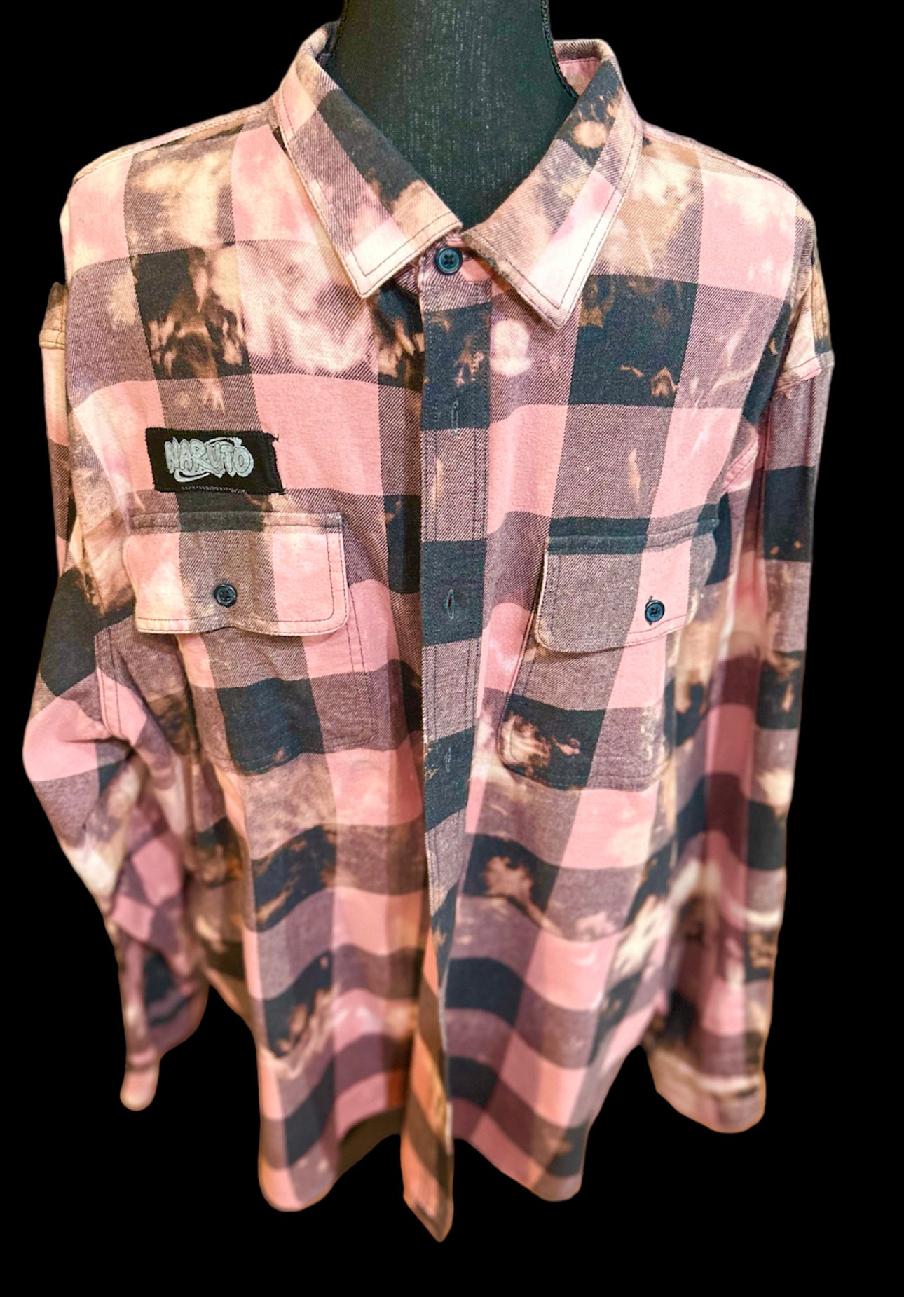 Customized “ANIMA” Graphic Reverse Tie Dye Flannel