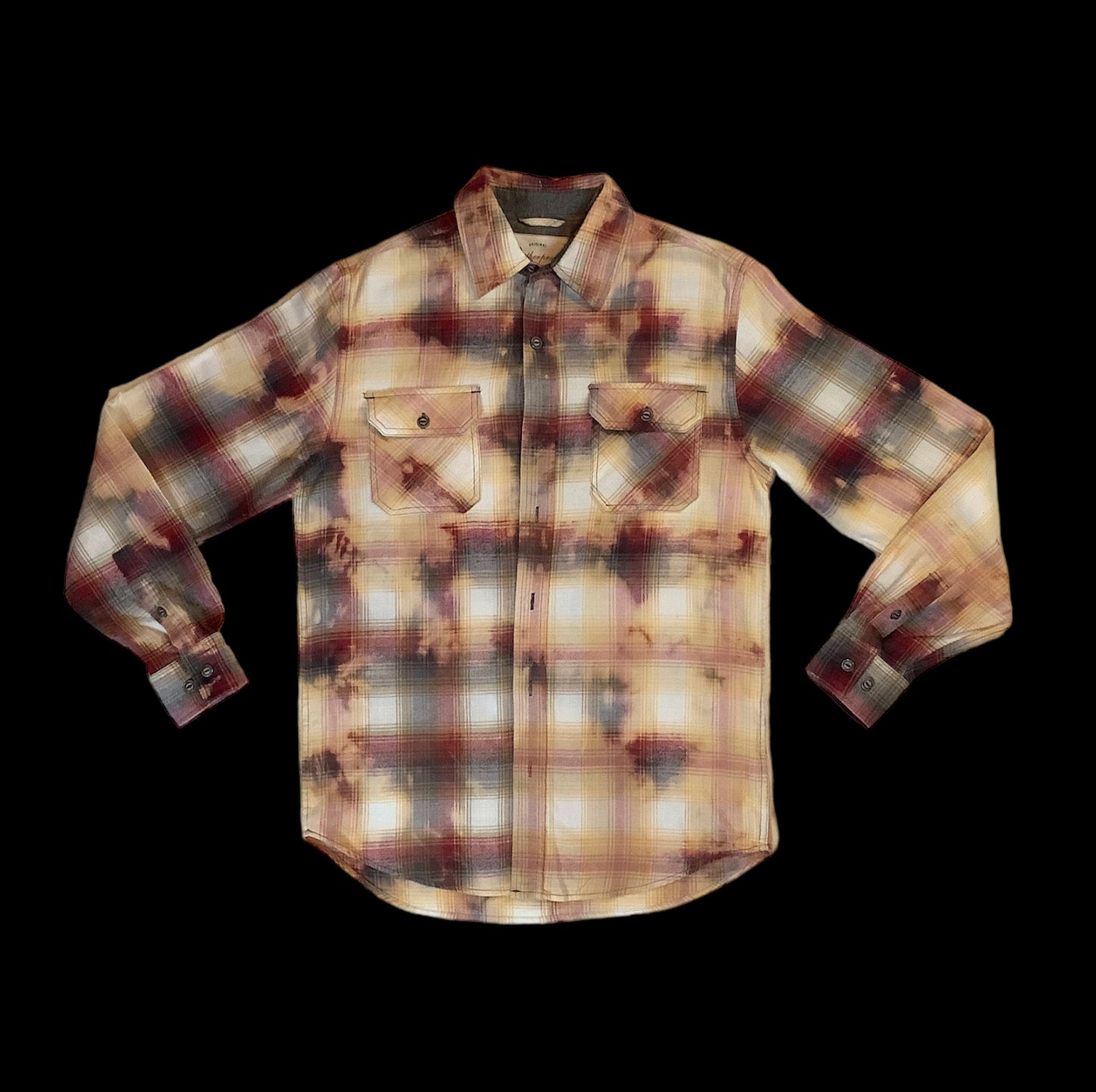 Customized Vintage “Street Fighter” Graphic Reverse Tie Dye Flannel
