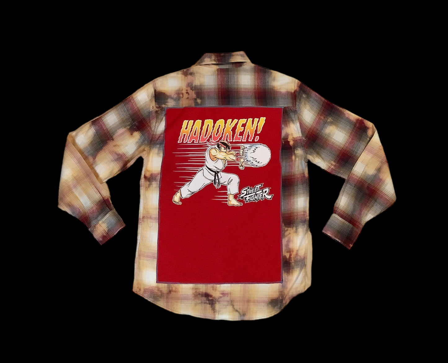 Customized Vintage “Street Fighter” Graphic Reverse Tie Dye Flannel