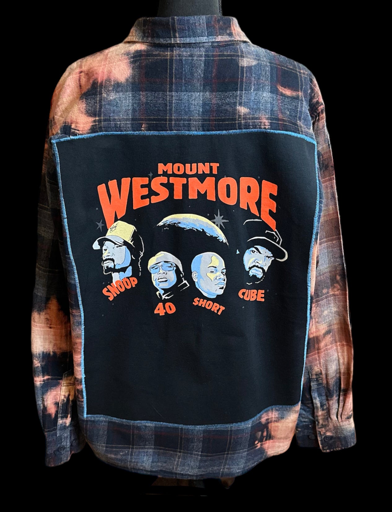 Customized “WESTSIDE” Graphic Reverse Tie Dye Vintage Flannel