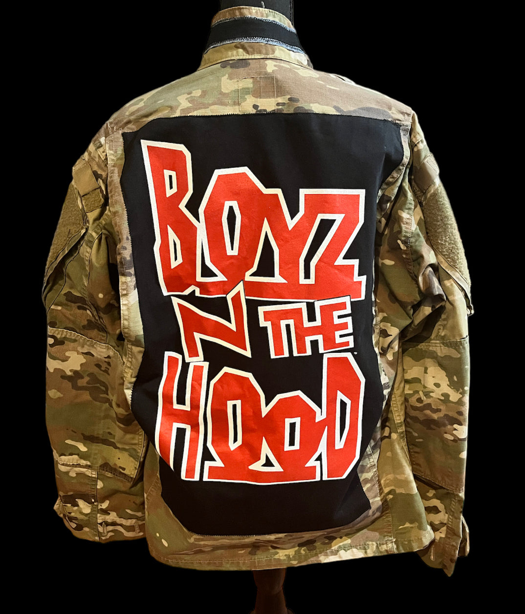 Customized “Boyz N The Hood” Vintage Graphic Camouflage Weatherproof Jacket