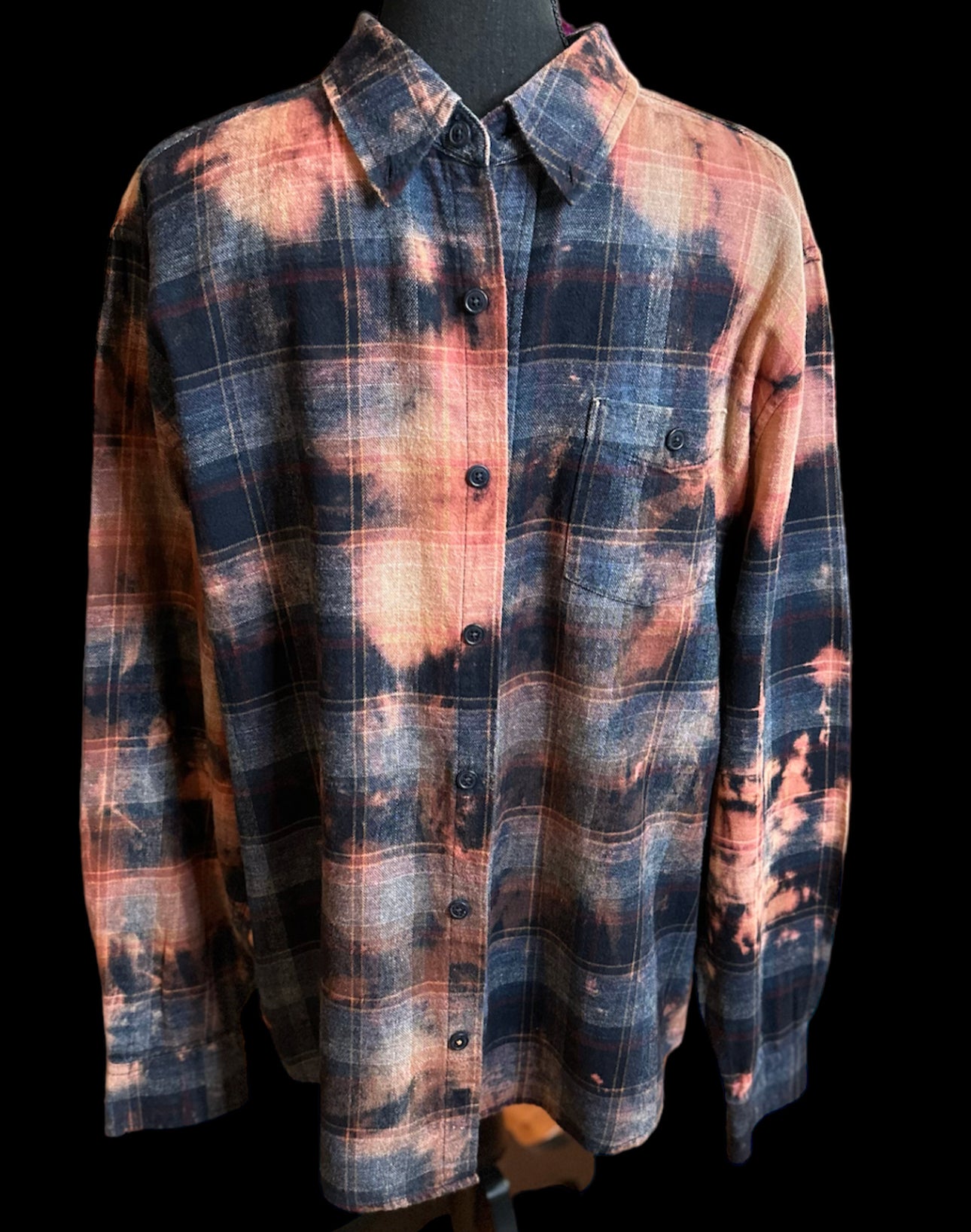 Customized “WESTSIDE” Graphic Reverse Tie Dye Vintage Flannel