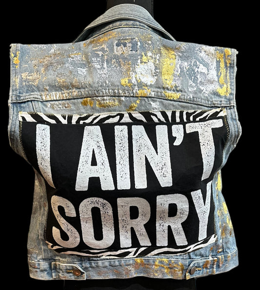 Customized “I AIN’T SORRY” Graphic Denim Vest