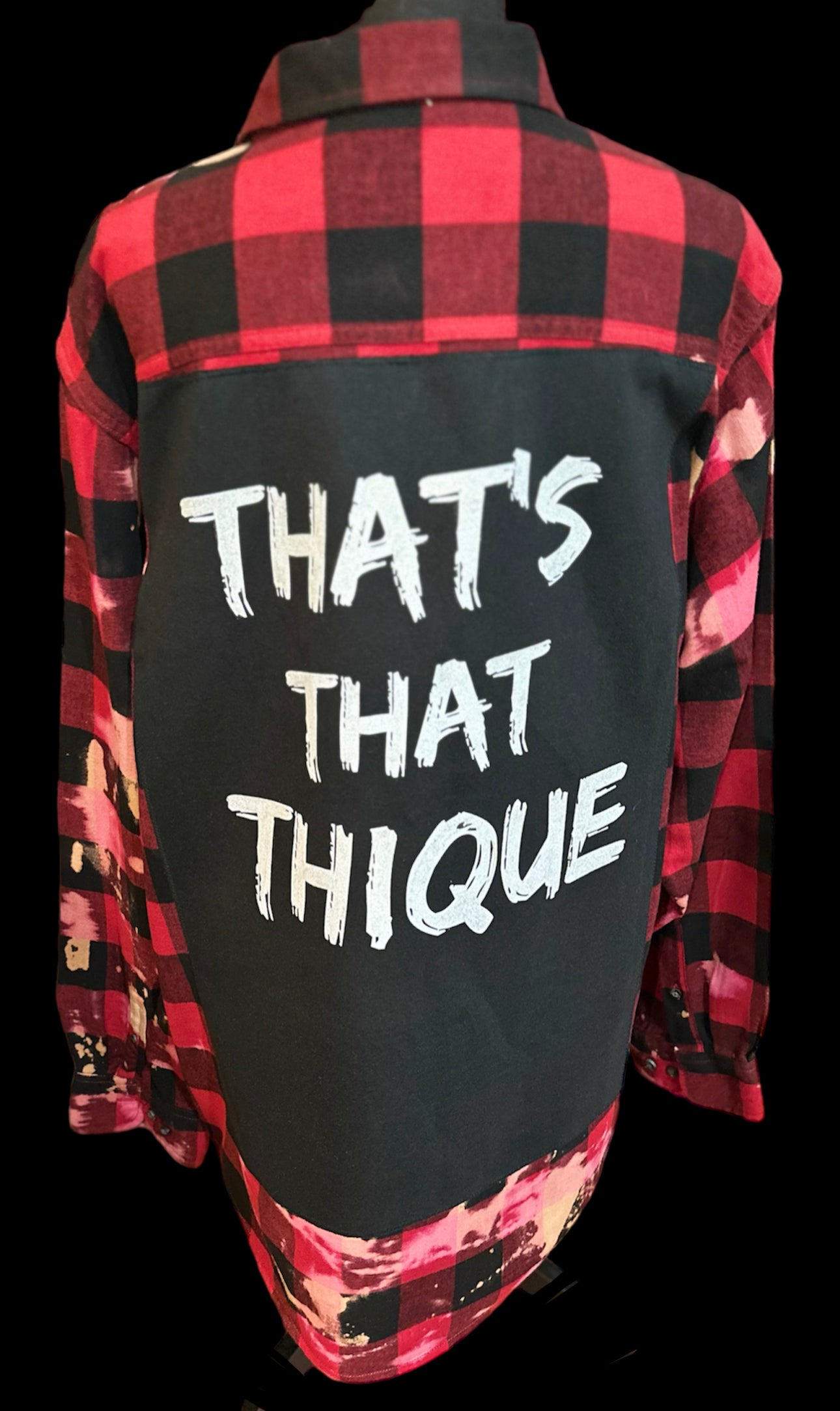 Customized “That Thique” Graphic Reverse Tie Dye Flannel