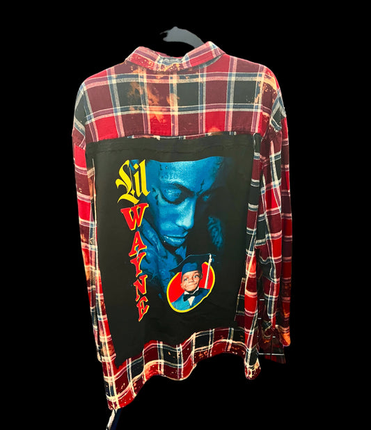 Customized “Mr. Carter” Graphic Reverse Tie Dye Flannel