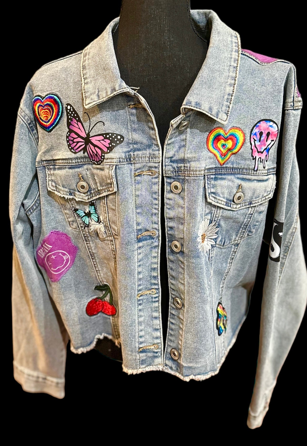 Customized “NIRVANA” Graphic Denim Patchwork Jacket