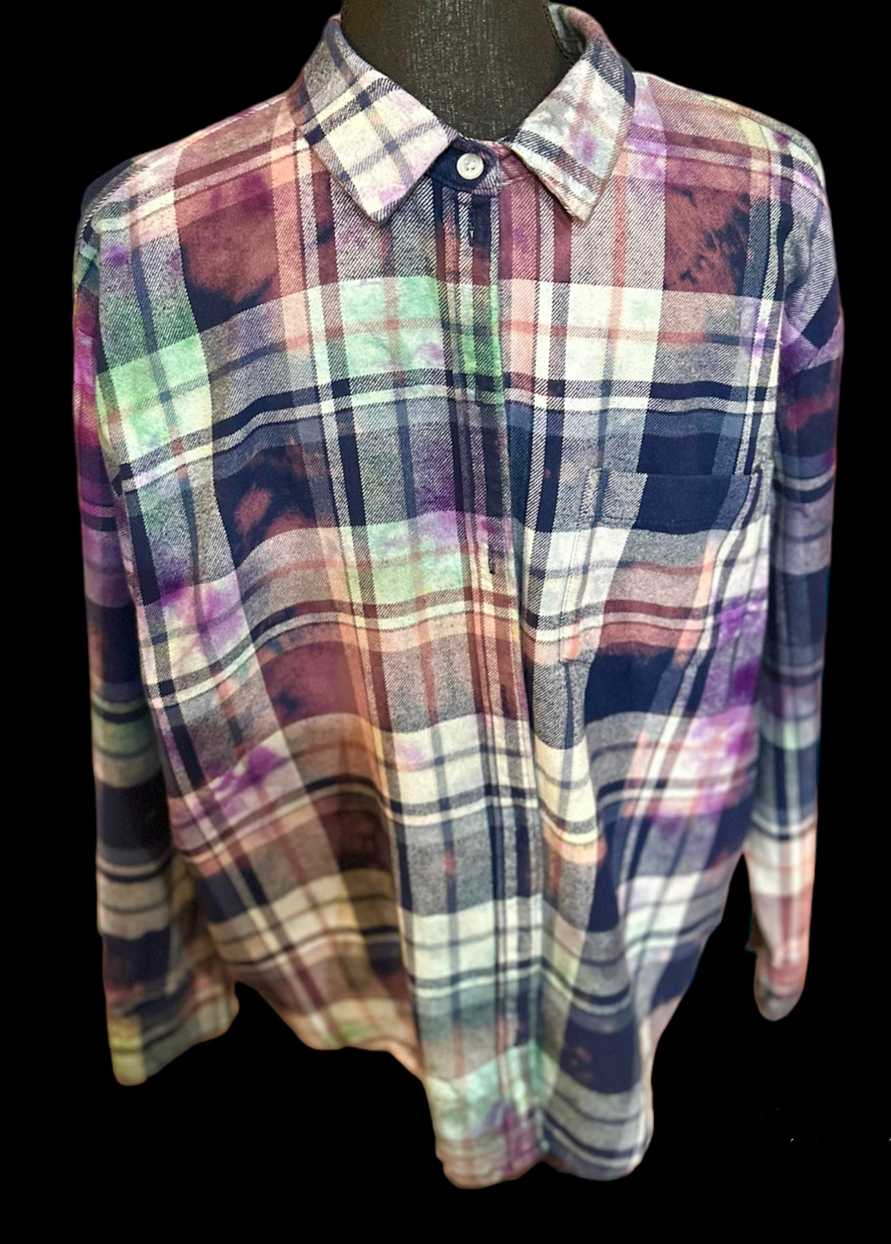 Customized “Demi” Graphic Tie Dye Vintage Flannel