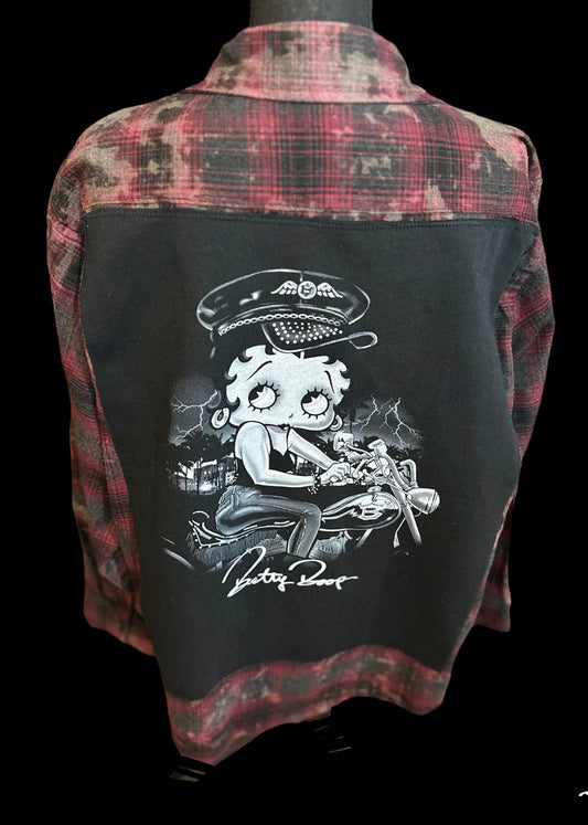 Customized “Betty” Graphic Reverse Tie Dye Flannel